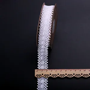 Factory direct sale stock african 2cm cotton  lace trim cotton ribbon for home textile