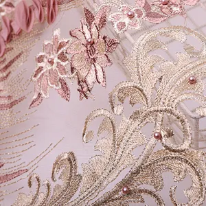 Bead Lace 2019 Mesh 3d Embroidered Applique Flower Embroidery Fashion Fabric
