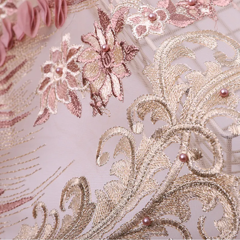 Bead Lace 2019 Mesh 3d Embroidered Applique Flower Embroidery Fashion Fabric