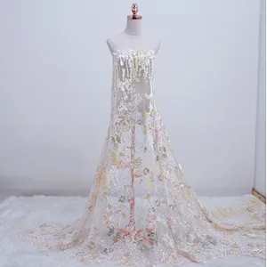 China supplier wholesale  african embroidery net mesh lace fabric for garments