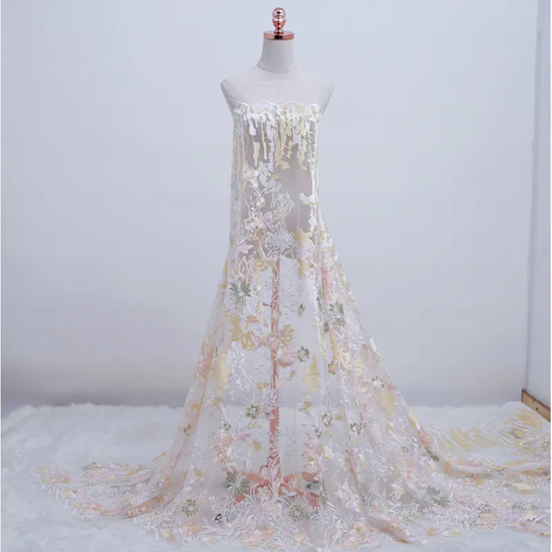 China supplier wholesale  african embroidery net mesh lace fabric for garments
