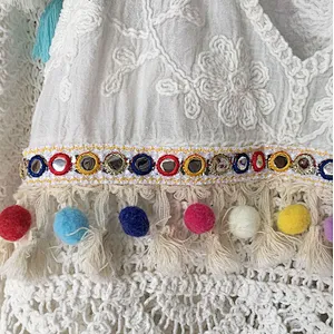 fashion multicolor embroidery tassel lace fabric textile DIY tape cotton lace trim