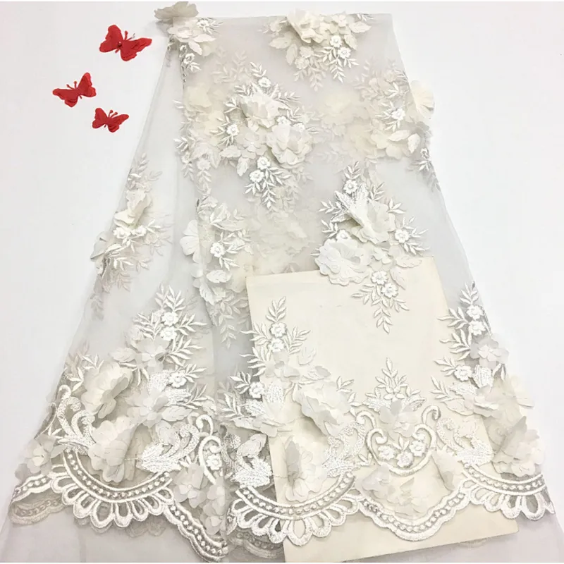 2019 high quality 3d lace fabric tulle embroidered fabric