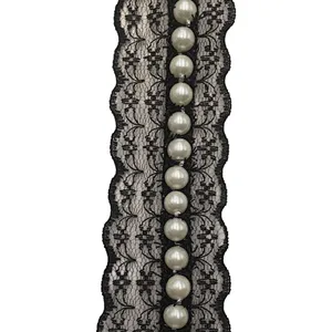 New African Fashion Non-elastic Lace Imitation Pearl Lace For dress accessories