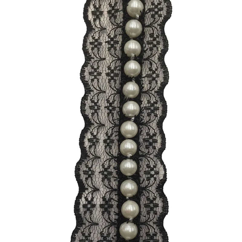 New African Fashion Non-elastic Lace Imitation Pearl Lace For dress accessories