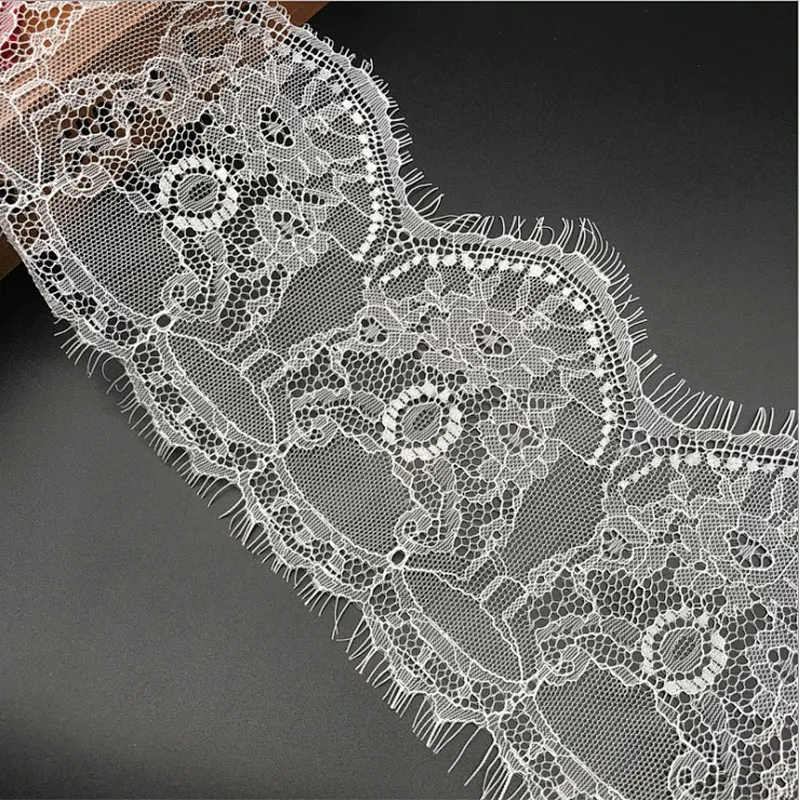 Fashion hot sale 15*300cm 100%  nylon french eyelash lace trim