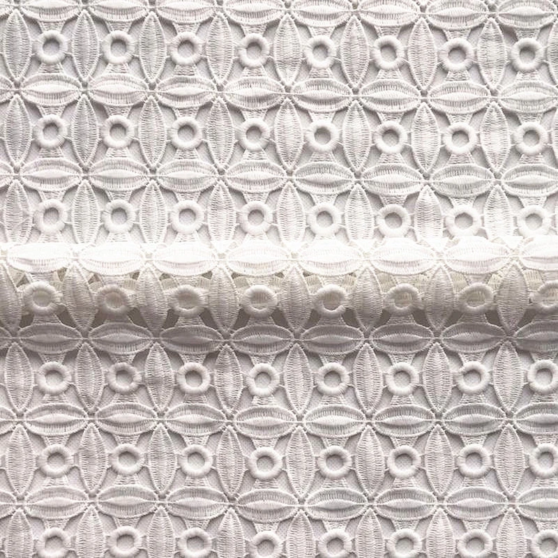 133CM Free Sample  100% Cotton Swiss Voile Guipure  Embroidery Lace Fabric