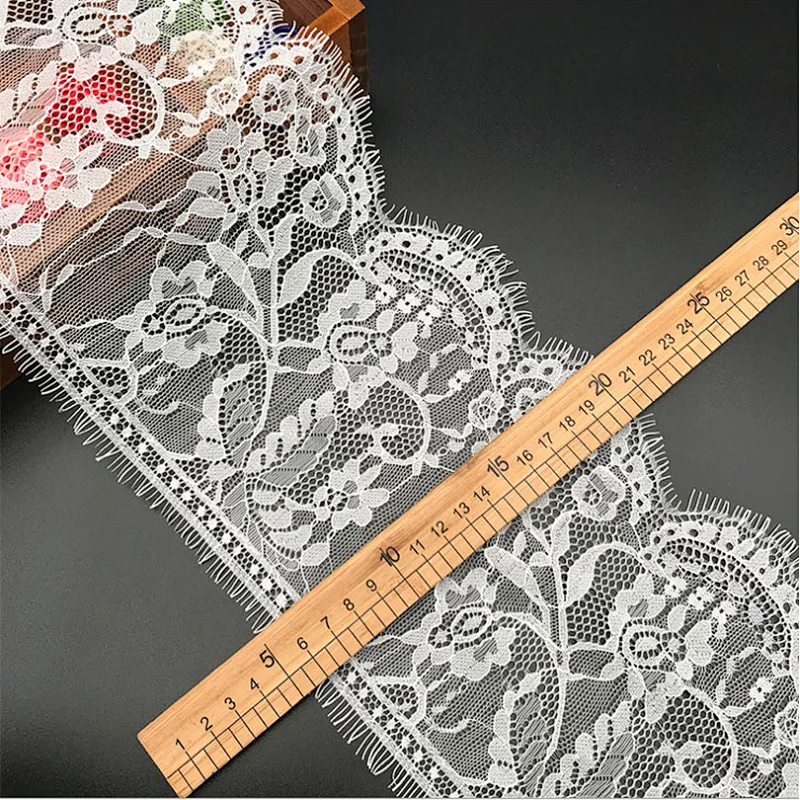 Fashion hot sale 17*300cm 100%  nylon french eyelash lace trim