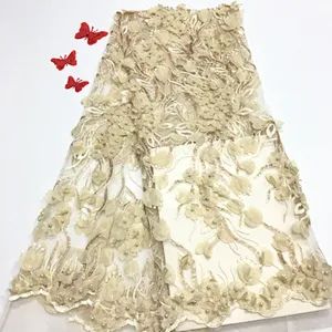 2019 best hot selling embroidery lace fabric beaded polyester embroidered fabric lace