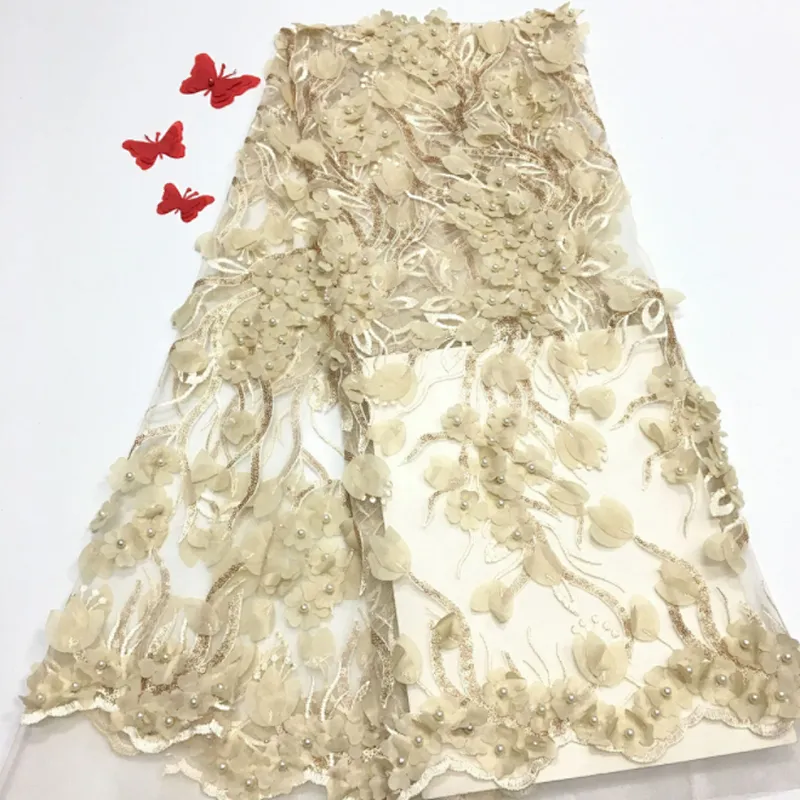2019 best hot selling embroidery lace fabric beaded polyester embroidered fabric lace