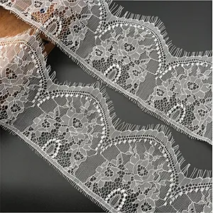 Fashion hot sale 13*300cm 100%  nylon french eyelash lace trim