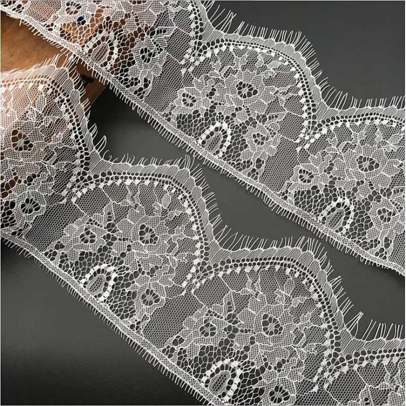 Fashion hot sale 13*300cm 100%  nylon french eyelash lace trim