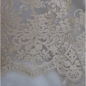 wholesale african fabrics style french net lace embroidery mesh fabric for women dress
