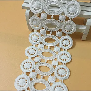 Made in china lace Ribbons fabric embroidery polyester cotton lace trim ribbon