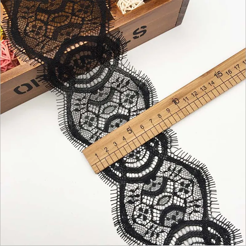 Fashion hot sale 10*300cm 100%  nylon french eyelash lace trim