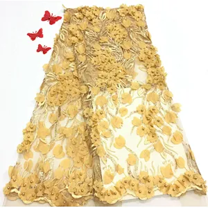 2019 best hot selling embroidery lace fabric beaded polyester embroidered fabric lace