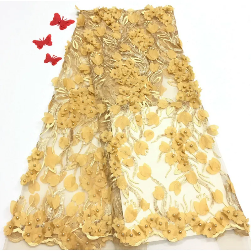 2019 best hot selling embroidery lace fabric beaded polyester embroidered fabric lace