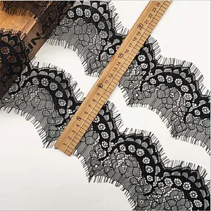 Fashion hot sale 9*300cm 100%  nylon french eyelash lace trim
