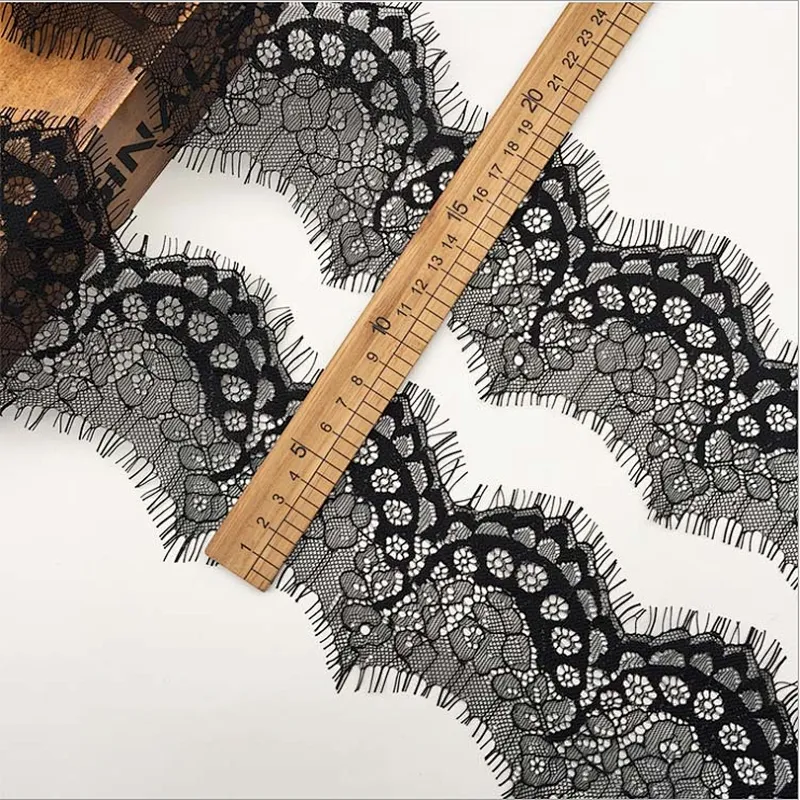 Fashion hot sale 9*300cm 100%  nylon french eyelash lace trim