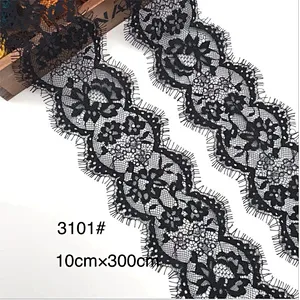 Fashion hot sale 10*300cm 100%  nylon french eyelash lace trim