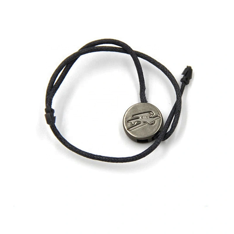 Plastic Round Black Tag String Embossed Logo Cloth Seal Tags