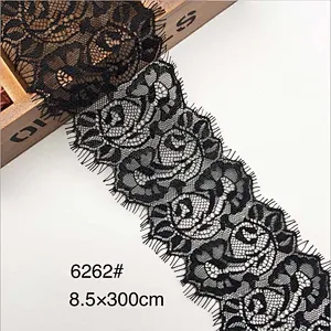 Fashion hot sale 8.5*300cm 100%  nylon french eyelash lace trim