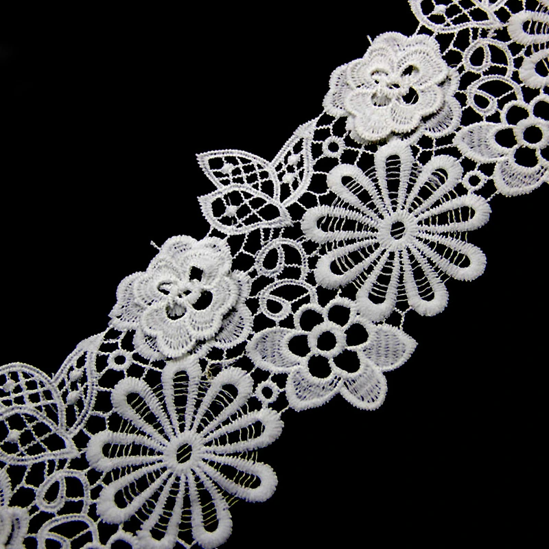 12.5cm  100% Polyester Chemical Embroidery Beaded Lace Fabric