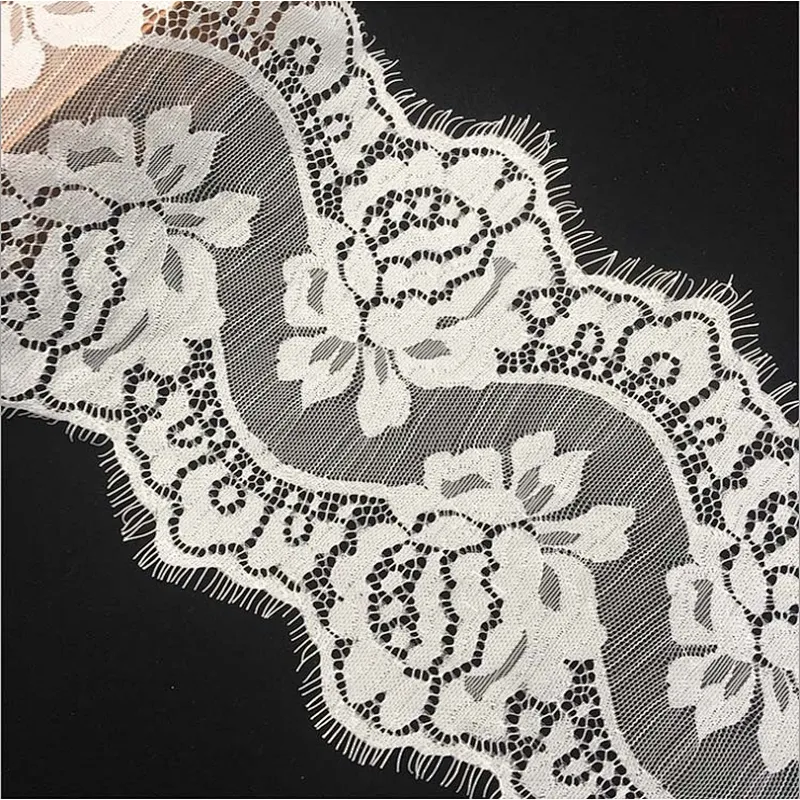 Fashion hot sale 19*300cm 100%  nylon french eyelash lace trim