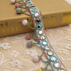 fashion multicolor embroidery tassel lace fabric textile DIY tape cotton lace trim