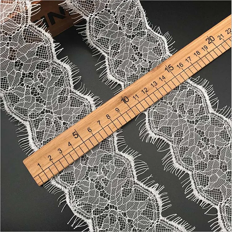 Fashion hot sale 8.5*300cm 100%  nylon french eyelash lace trim