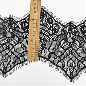 Fashion hot sale 14*300cm 100%  nylon french eyelash lace trim