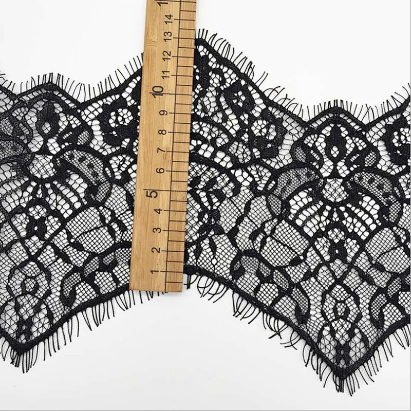 Fashion hot sale 14*300cm 100%  nylon french eyelash lace trim