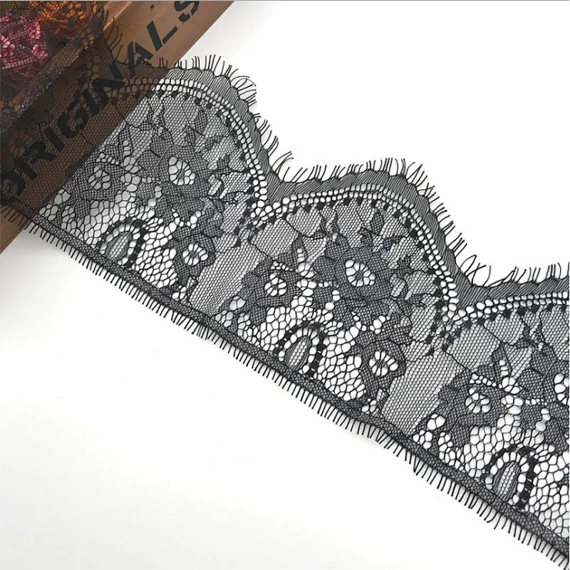 Fashion hot sale 13*300cm 100%  nylon french eyelash lace trim