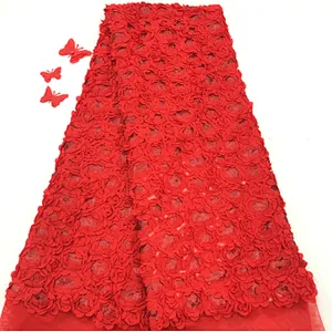 2019 rose three-dimensional French lace embroidery fabric wedding dress fabric