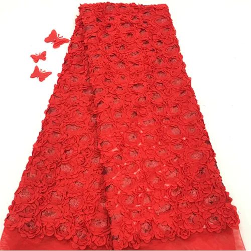 2019 rose three-dimensional French lace embroidery fabric wedding dress fabric