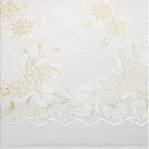 New arrival hand made luxury mesh embroidery gold thread french lace fabric