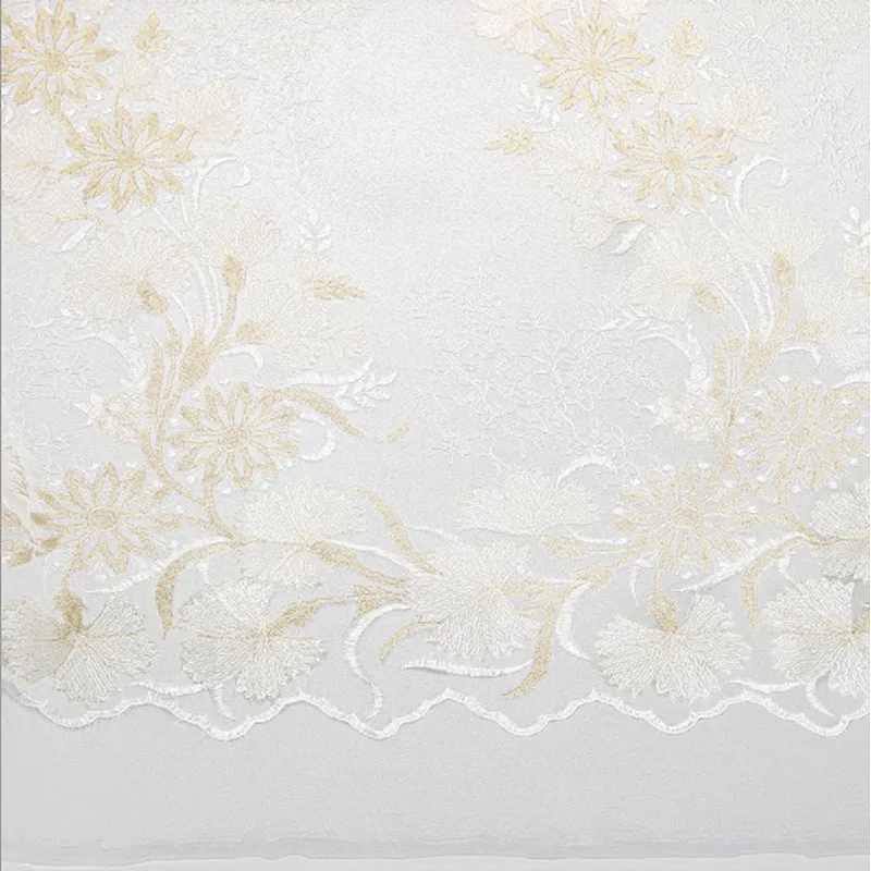 New arrival hand made luxury mesh embroidery gold thread french lace fabric