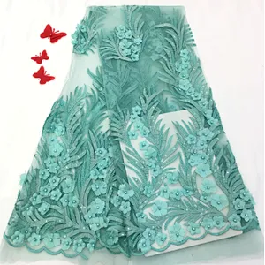 2019 embroidered fabric 3d flower lace embroidered fabric net beaded african French lace fabric