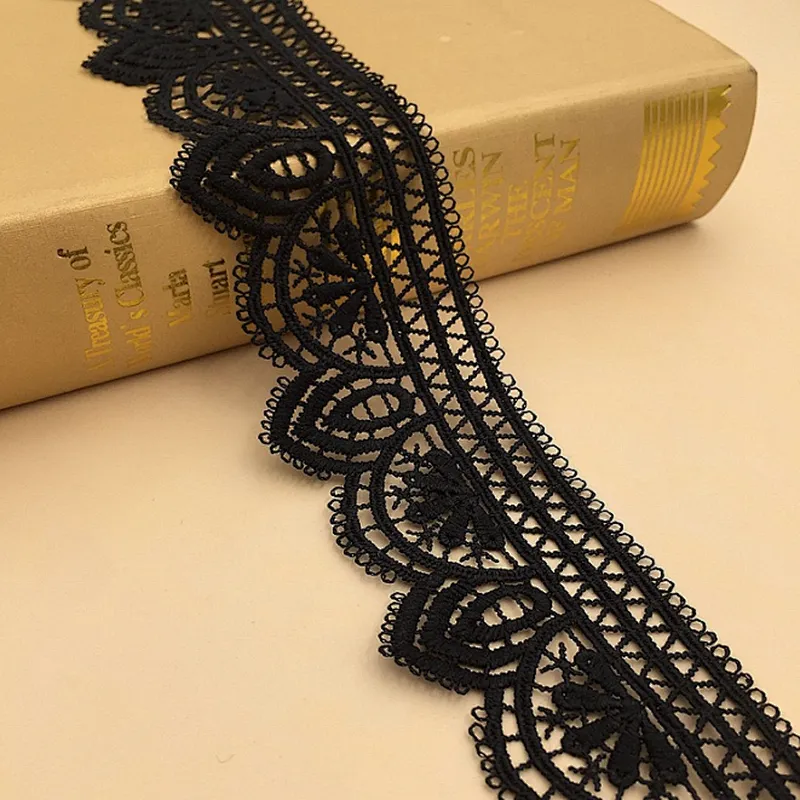 african 5.5 cm polyester chemical embroidery lace wavy lace trim