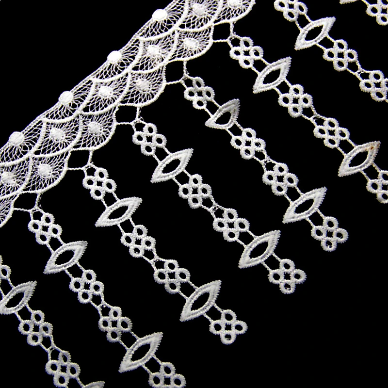 5.8cm  100% Polyester Chemical Embroidery Lace Dress Fabric
