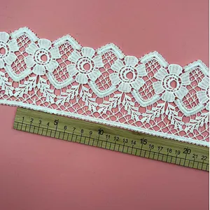 Best selling French different double lace hollow milk water soluble lace for wedding dress