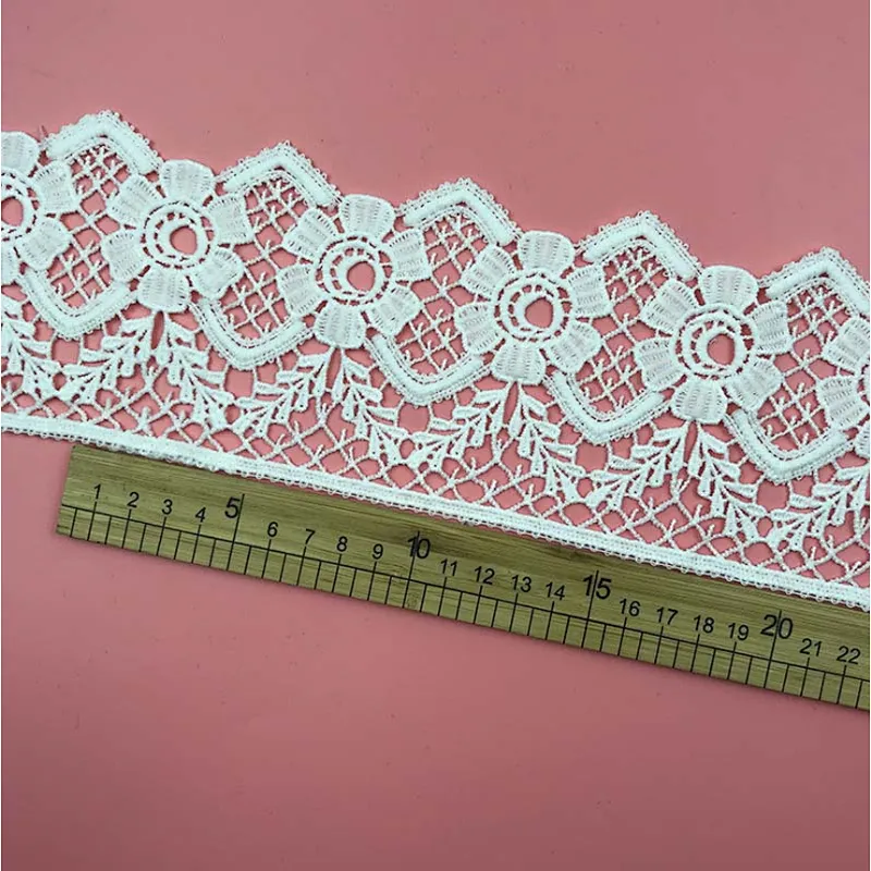 Best selling French different double lace hollow milk water soluble lace for wedding dress