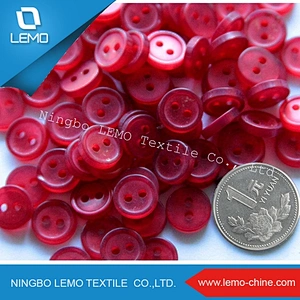 Lemo Tiny Red Semi-translucent Plastic Buttons 10mm