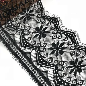 Fashion hot sale 14*300cm 100%  nylon french eyelash lace trim