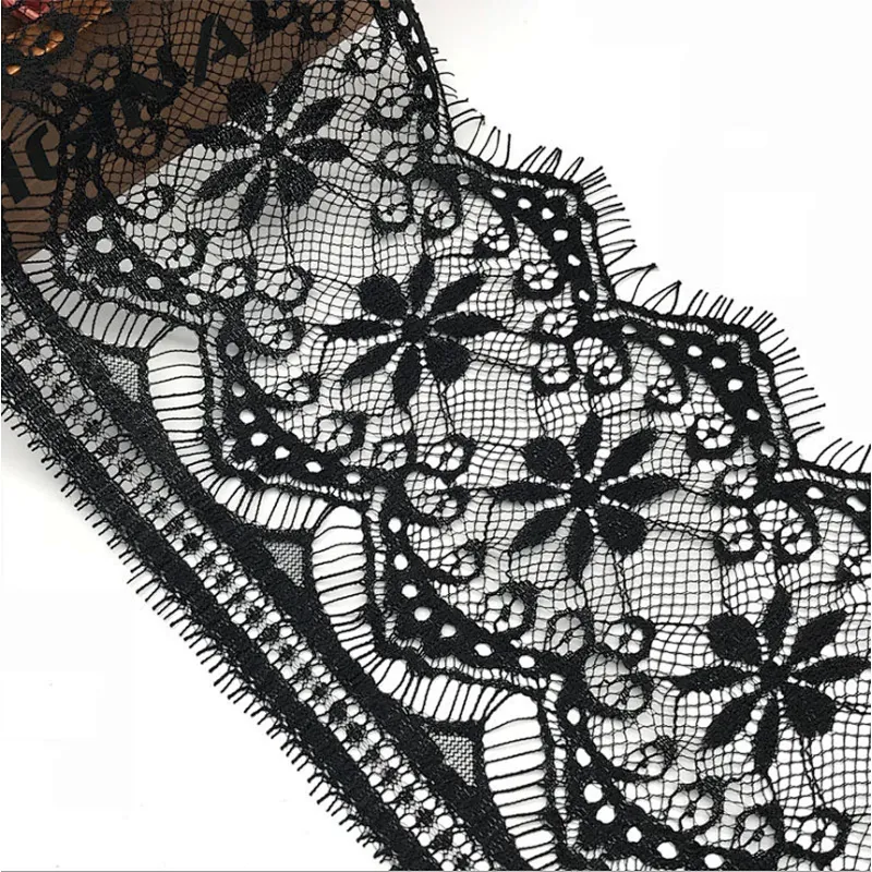 Fashion hot sale 14*300cm 100%  nylon french eyelash lace trim