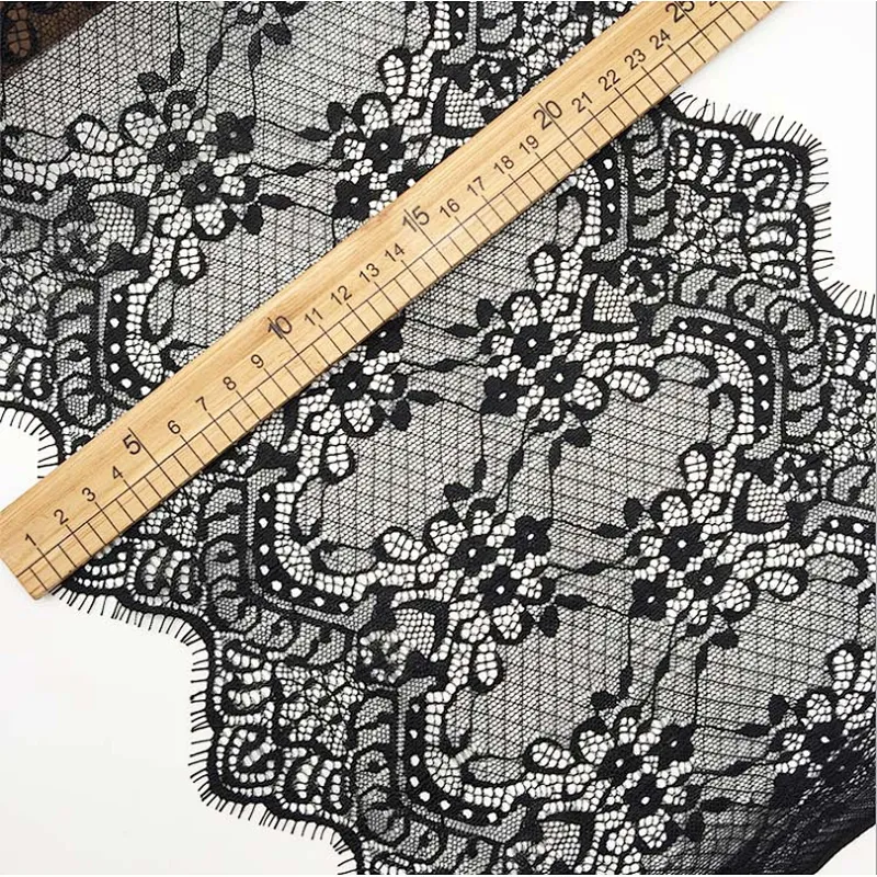 Fashion hot sale 24*300cm 100%  nylon french eyelash lace trim