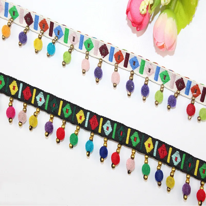 2.5cm african color ribbon ball lace trim for garment accessories