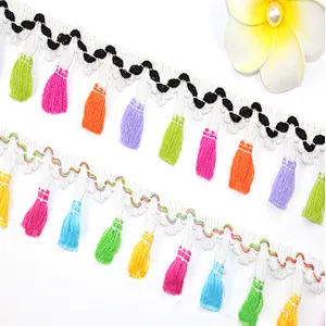 wholesale french 4.5cm  high quality colors thin tassel lace trim for garment accessories