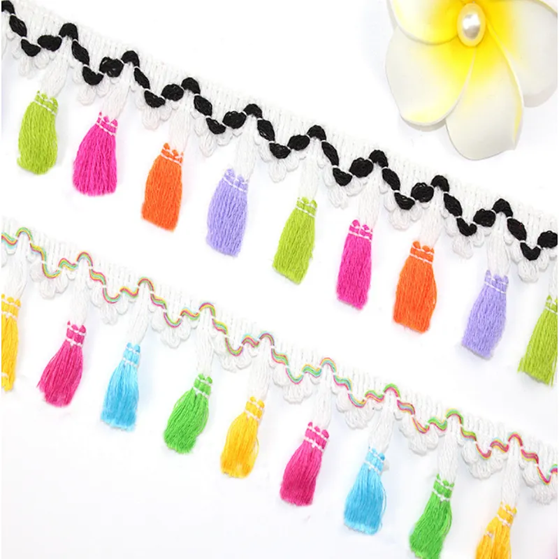 wholesale french 4.5cm  high quality colors thin tassel lace trim for garment accessories