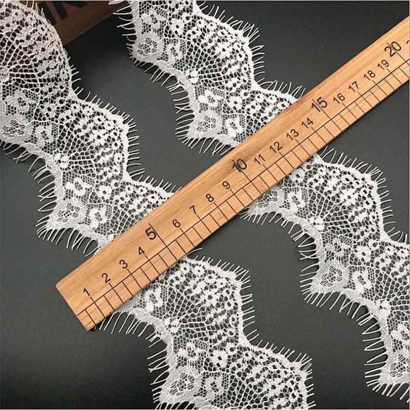 Fashion hot sale 7*300cm 100%  nylon french eyelash lace trim